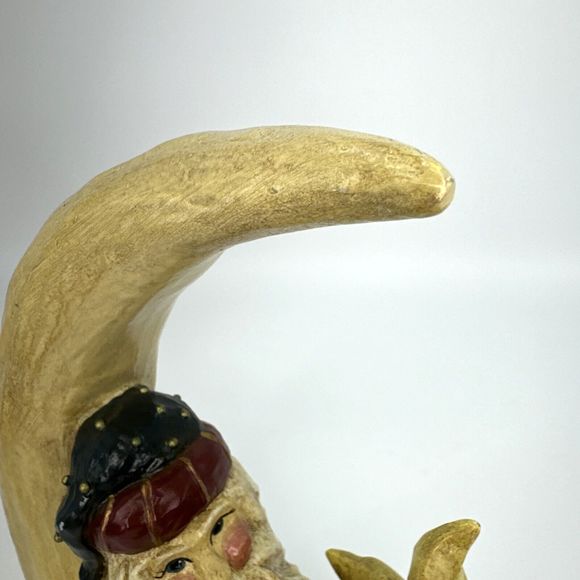 Vintage 1994 Ila Lefever Enesco Santa Resting on the Moon Holding Star Folk Art - Picture 12 of 15